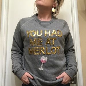 Grey sweater with gold sequins